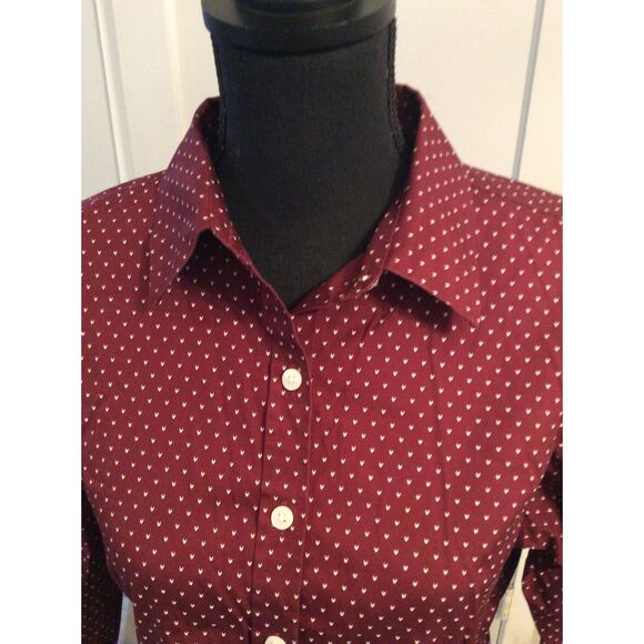 L.L. Bean Small S Wrinkle Free Wine Print blouse Womens - Picture 5 of 5